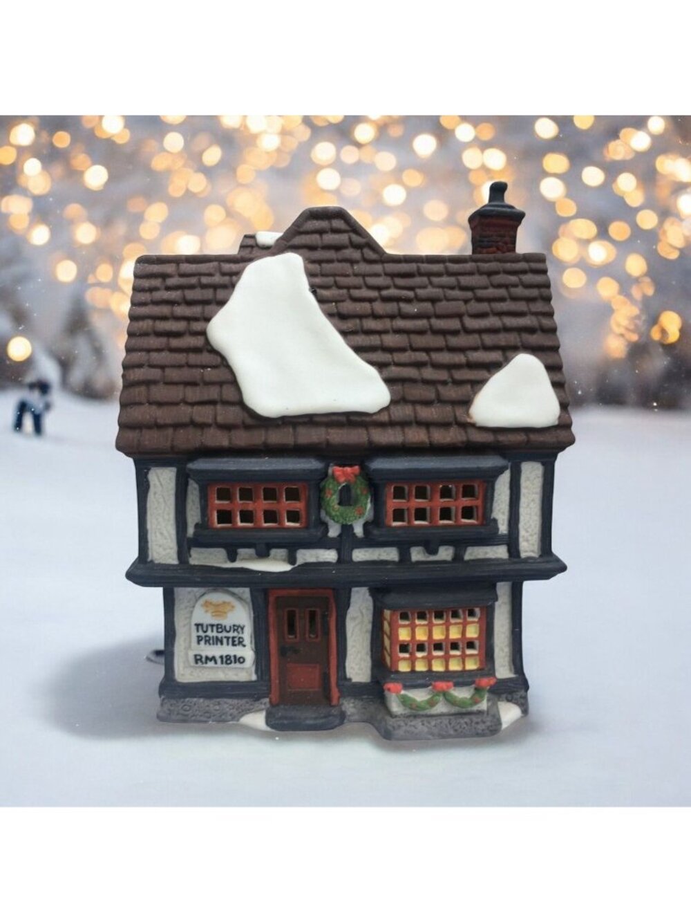 Dept 56 Tutbury Printer Dickens Village Lighted Christmas Building - 1990